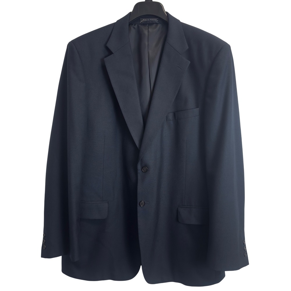 Bert Pulitzer Mens 48L Navy Blue Wool Blend Two Button Blazer Sport Coat